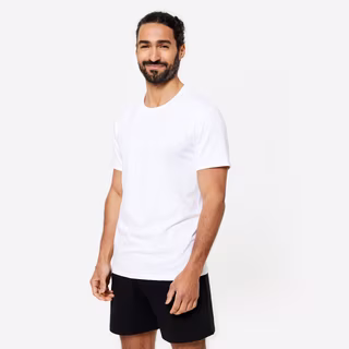 Men's Fitness Cotton T-Shirt 100 Sportee - White